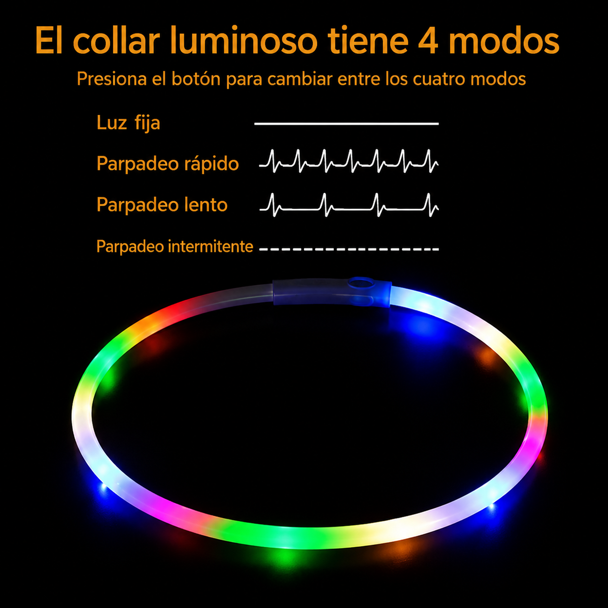 Collar LED Luminoso para Perros y Gatos